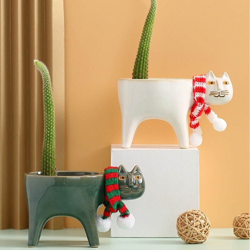Meo - Decorative Cat Ceramic Flower Pot - Vermilton