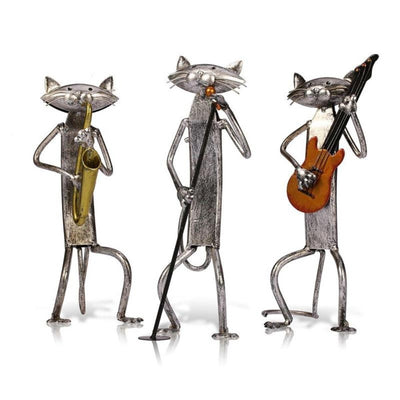 Cat Band Metal Figurine