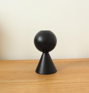 Retro Minimalist Black Wooden Candle Holder