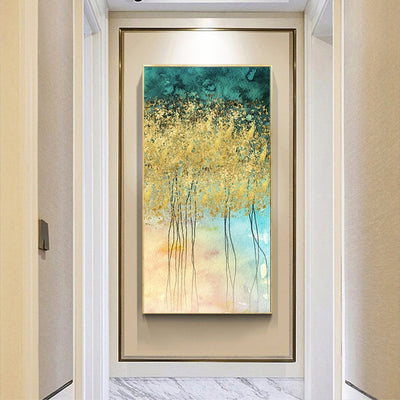 Vintage Abstract Golden Rich Tree Canvas Painting