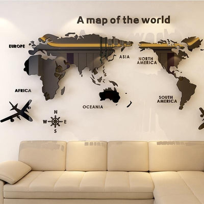 World Map Acrylic Wall Sticker