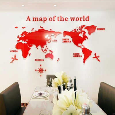 World Map Acrylic Wall Sticker