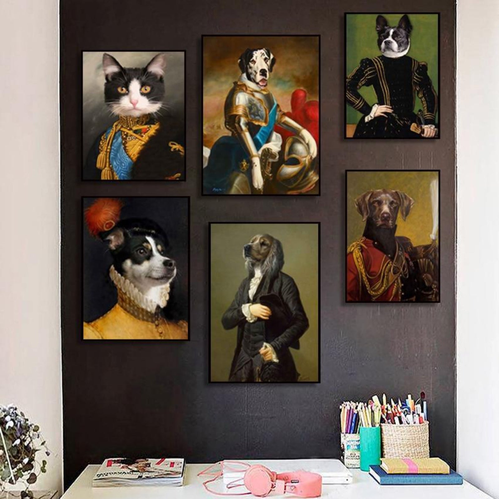 Vintage Style Animals Canvas Portrait Painting - Vermilton