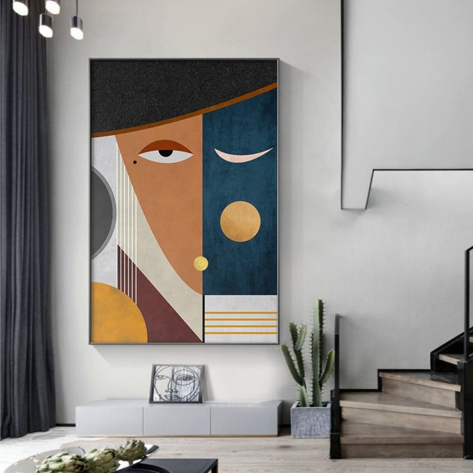 Modern Geometric Abstract Figure Canvas Painting - Vermilton