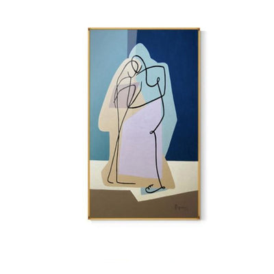 Abstract Lady Line Drawing Canvas Painting - Vermilton
