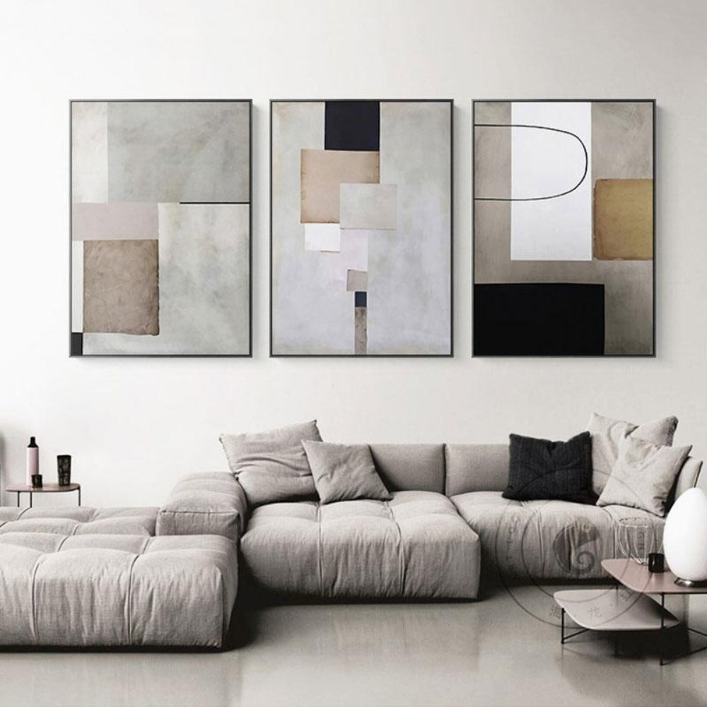 Geometric Squares Abstract Canvas Art - Vermilton