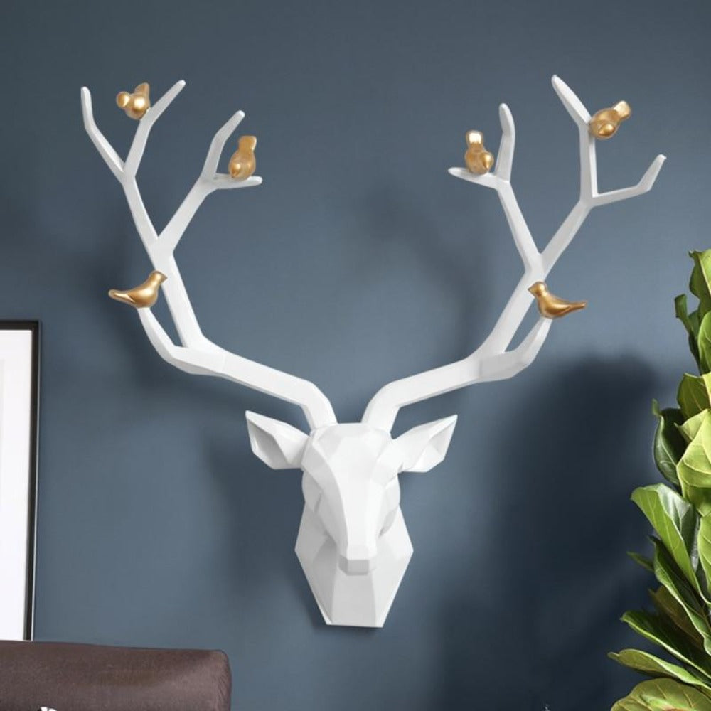 Nordic Geometric Deer Head Wall Statue