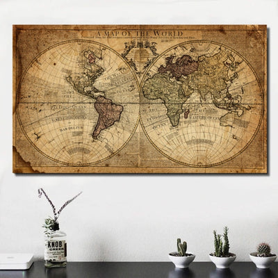 Map Of The World Retro Canvas Poster - Vermilton