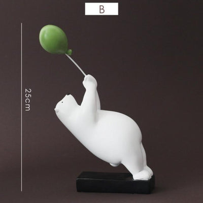 Flying Polar Bear On Balloon Figurines