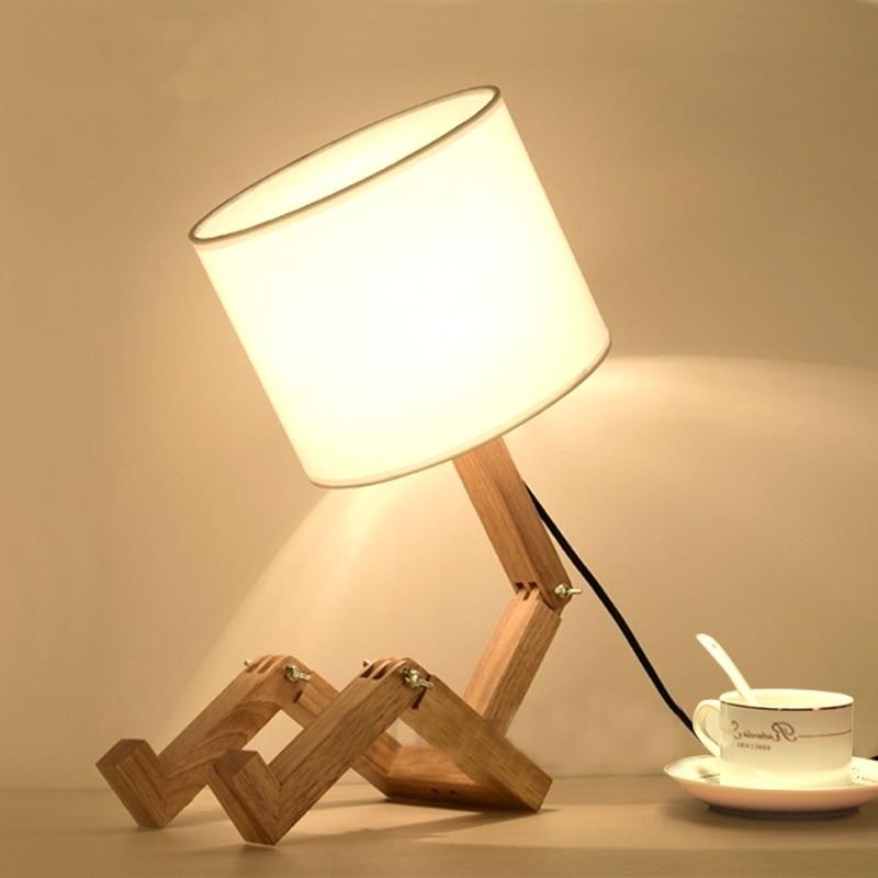 Robot Shape Wooden Table Lamp - Vermilton