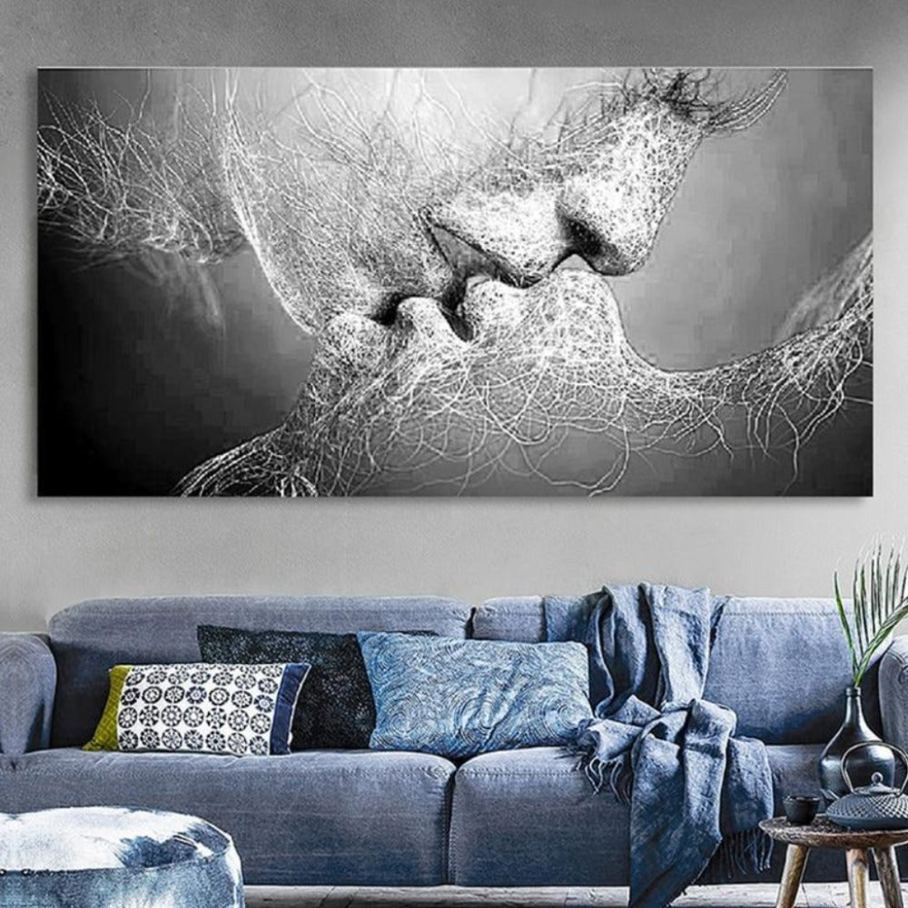 Lovers Kiss Abstract Canvas Painting - Vermilton