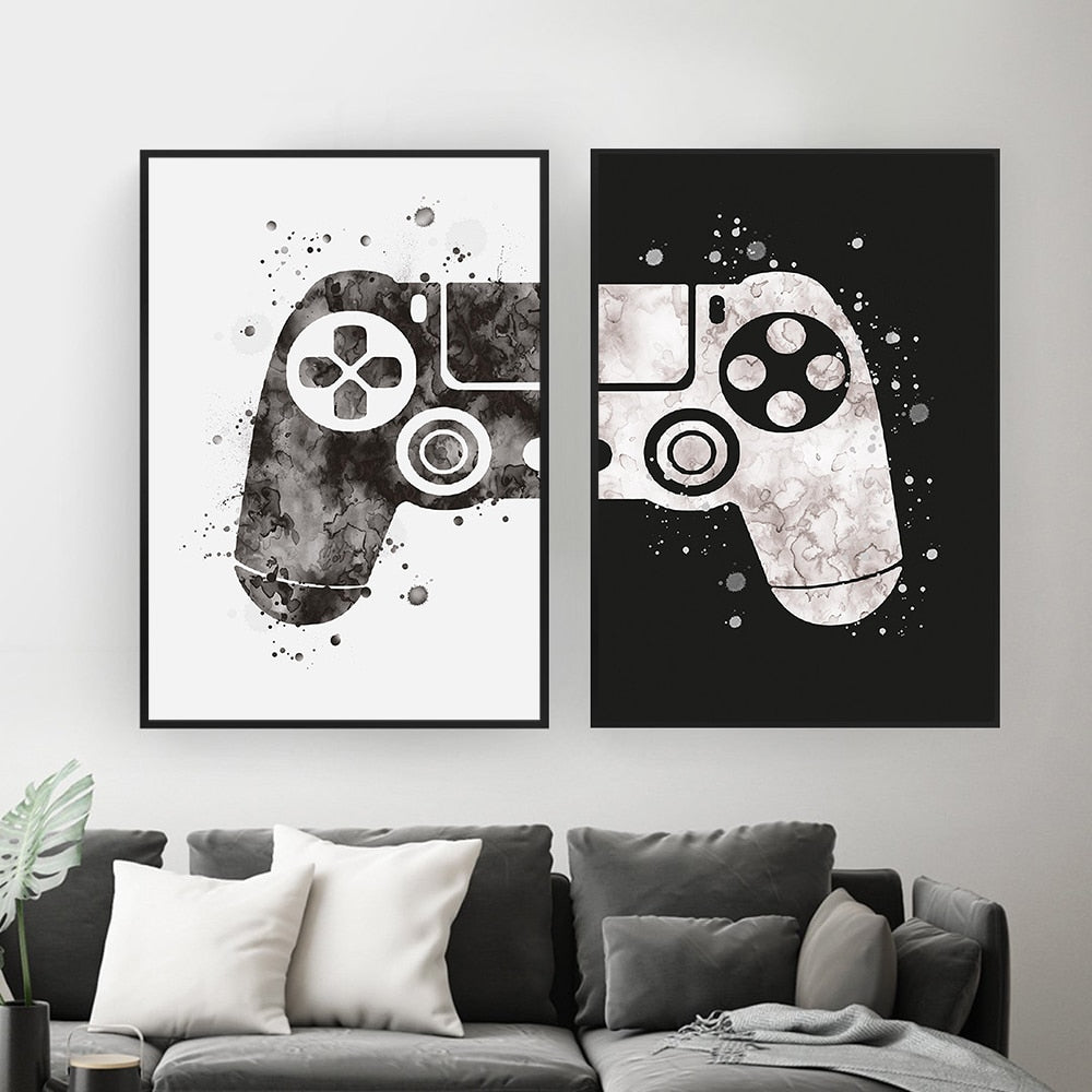 Gamers Room Gamepad Canvas Wall Art - Vermilton