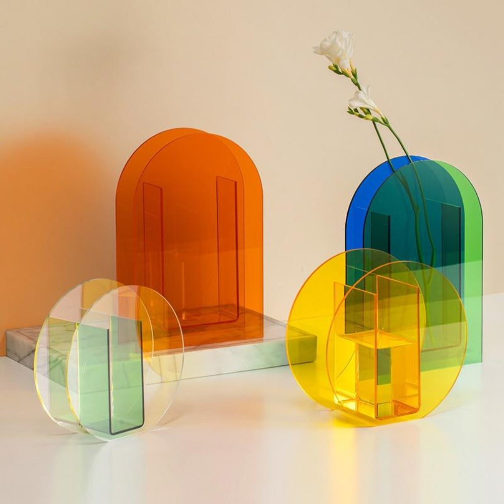 Rainbow Color Floral Acrylic Vases