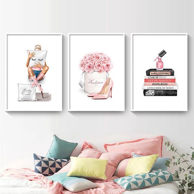 Nordic Pink & Black Canvas Poster - Vermilton
