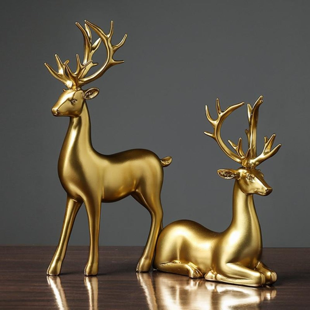 Nordic Golden Deer Figurines