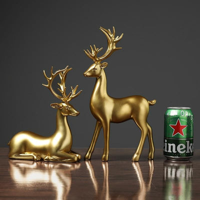 Nordic Golden Deer Figurines