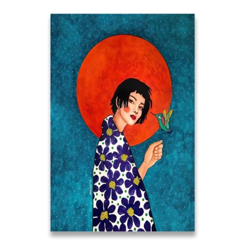 Vintage Women Abstract Flower Canvas Painting - Vermilton