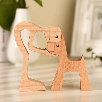 Wooden Pet Lovers Miniature Sculpture