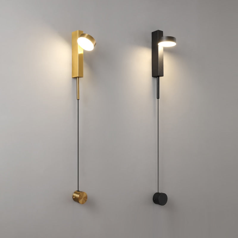 Modern Black/Gold Rotating Wall Lamp - Vermilton