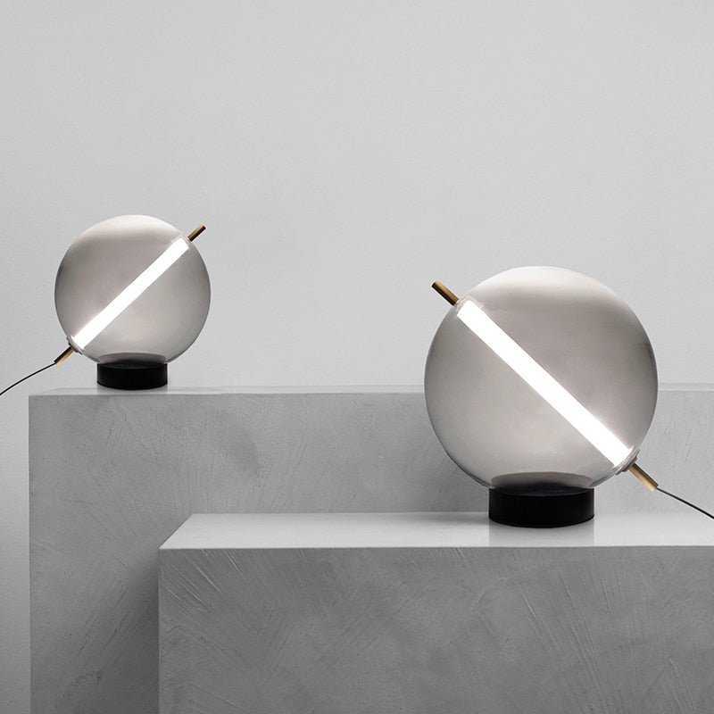 LED Creative Table Lamp For Study Room Beroom Bedside Indoor Decoration Table Light Simple Modern Smoky Gray Glass Desk Lighting - Vermilton