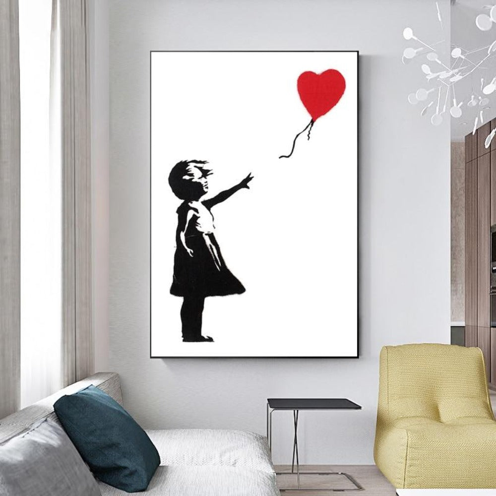 Minimalist Black & White Banksy Canvas Art