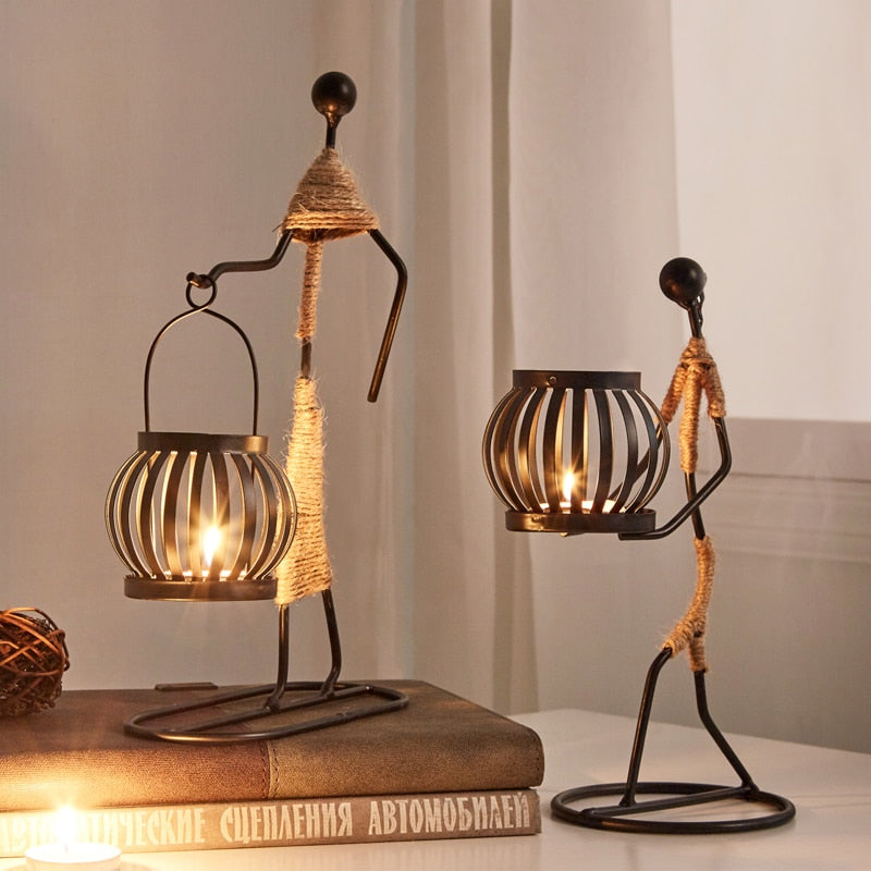 Minimalist Metal Stick Figure Candle Holder - Vermilton