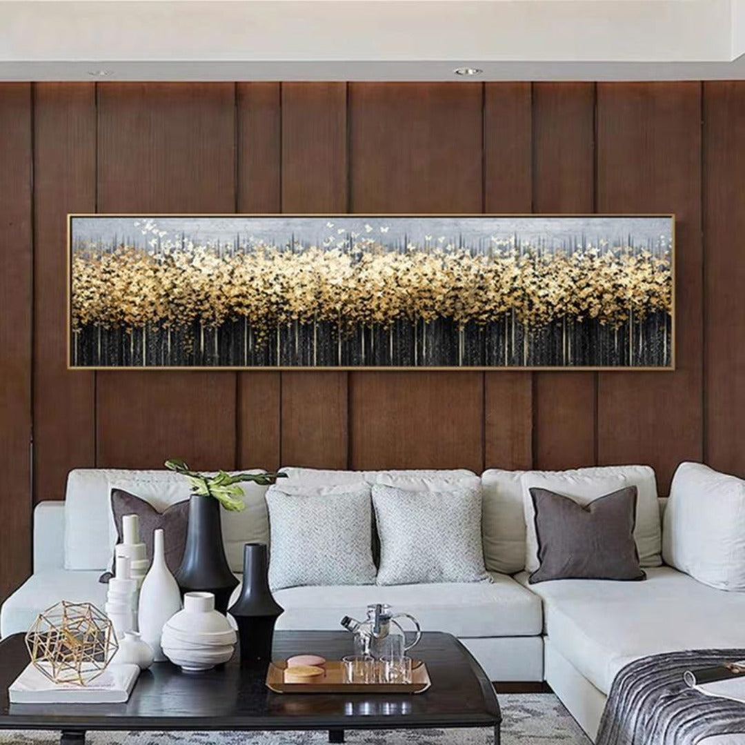 Abstract Golden Forest Day & Night Canvas Painting