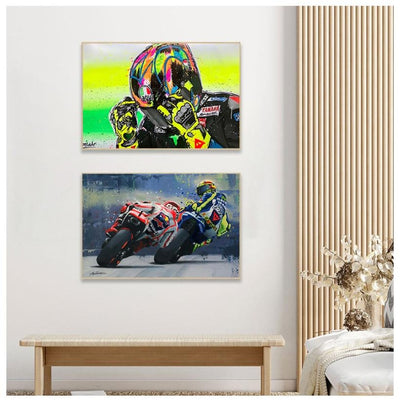 Abstract Motorcycle Oil Painting Art - Vermilton