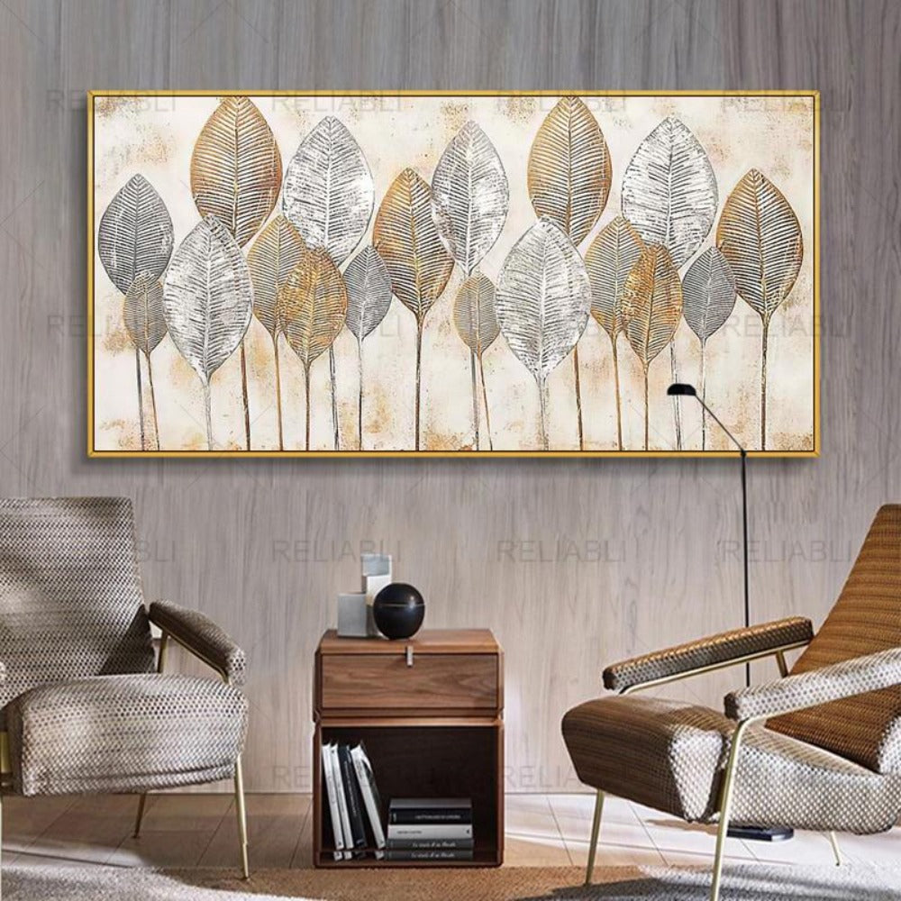 Nordic Leaf Art Canvas Poster
