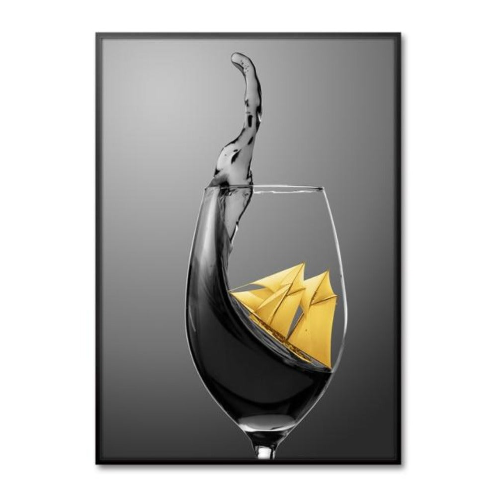 Sailing On A Wine Glass Canvas Art - Vermilton