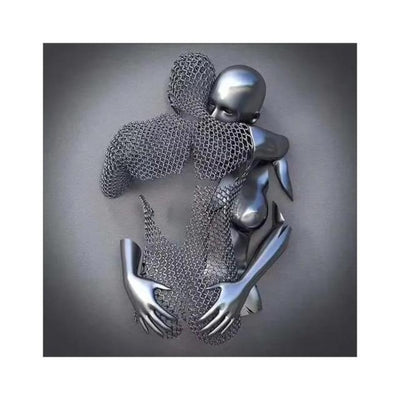 Metalic Figure Romantic Couple Art Canvas - Vermilton