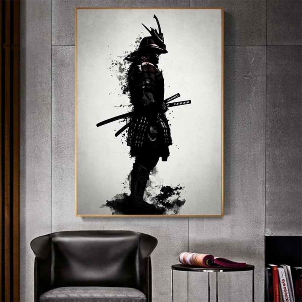 Samurai Silhouette Canvas Painting - Vermilton