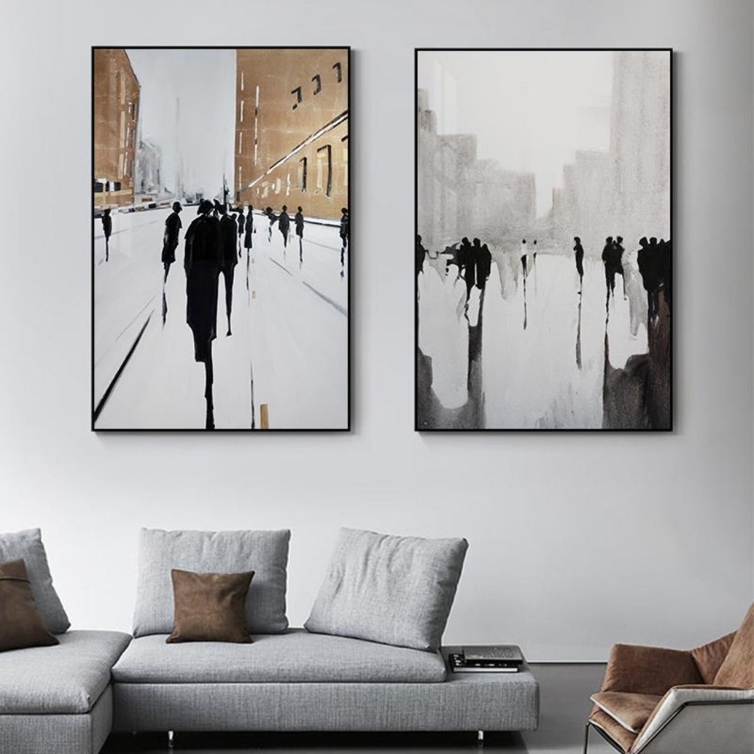 Nordic British Street Canvas Painting - Vermilton