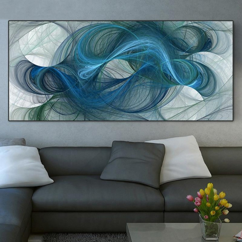 Blue Boho Abstract Canvas Art - Vermilton