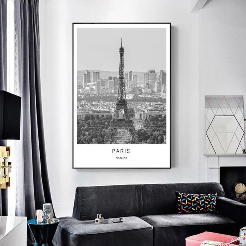 Black White Famous World Spots Canvas Poster - Vermilton