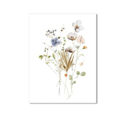 Watercolor Mix Flowers Canvas Painting - Vermilton