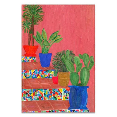 Modern Multicolored Abstract Garden Plant Canvas Art - Vermilton