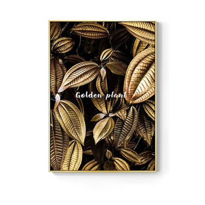 Golden Leaf Flower Wall Canvas - Vermilton