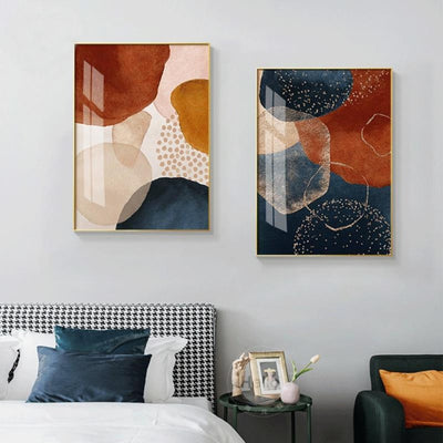 Geometric Nordic Abstract Line Canvas Painting - Vermilton