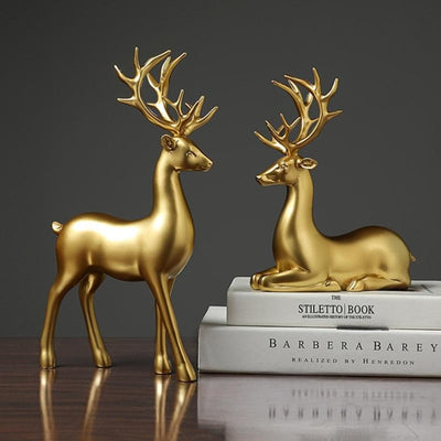 Nordic Golden Deer Figurines