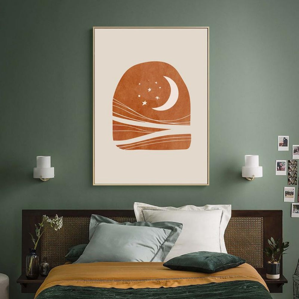 Sun & Moon Minimalist Boho Canvas Painting - Vermilton